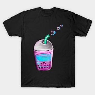 Bubble tea - Boba tea with heart shaped bubbles T-Shirt